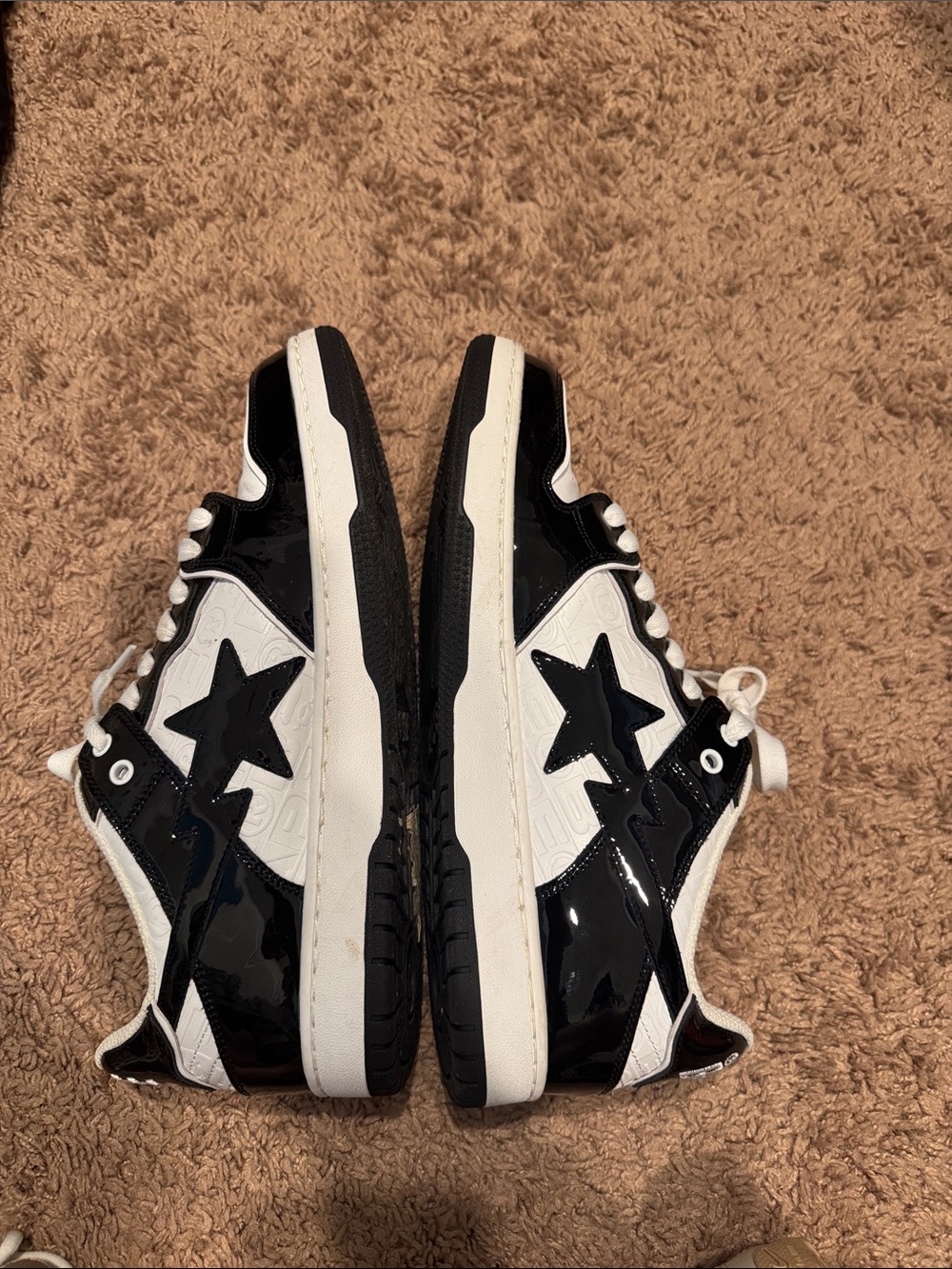 Bape Sta Low-Top Sneakers In White & Black Camo View 2